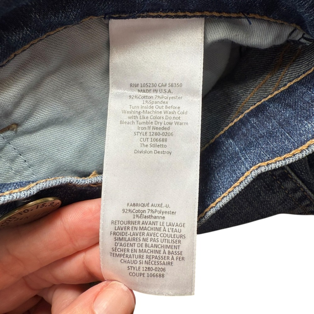 Current/Elliott Distressed Denim Jeans Women's Size 28 Ripped Knee Dark Wash - Picture 10 of 11